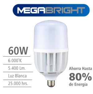 HIGH POWER T LED 60W 6000K E40 CON ADAPTADOR E27