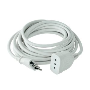 Alargador simple blanco 5mts., 2P+T, 10A