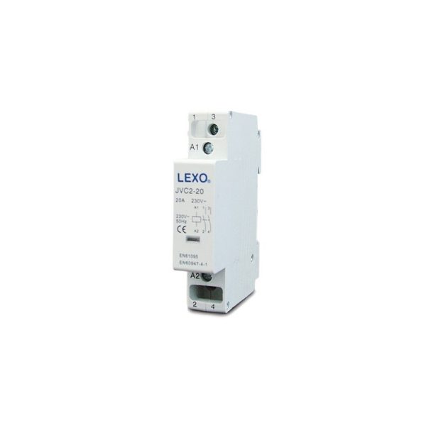 Contactor modular 20A, 230V, 2NO, para riel DIN 35mm.