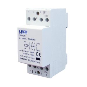 Contactor modular 24A, 230V, 4NO, para riel DIN 35mm.