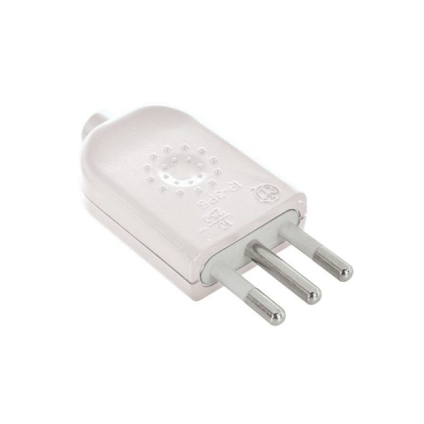 Enchufe volante macho 10A, 250V, 2P, blanco