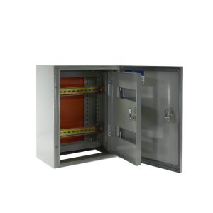 Gabinete metálico IP65, 1 puerta, 400x300x200mm., con chasis